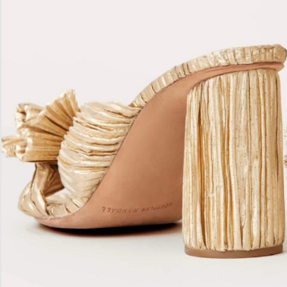 Loeffler Randall ⭐️NWT⭐️ size 7.5 Gold Women's Penny knotted mule - Picture 2 of 10